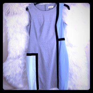 Calvin Klein Size 8P Color Block Shift Dress Grey